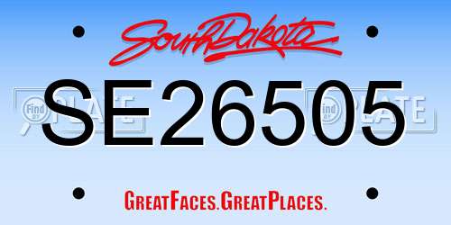 SE26505 South Dakota License Plate