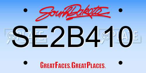 SE2B410 South Dakota License Plate