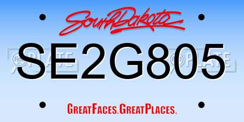 SE2G805 South Dakota License Plate