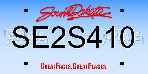 SE2S410 South Dakota License Plate