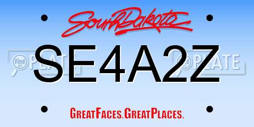 SE4A2Z South Dakota License Plate