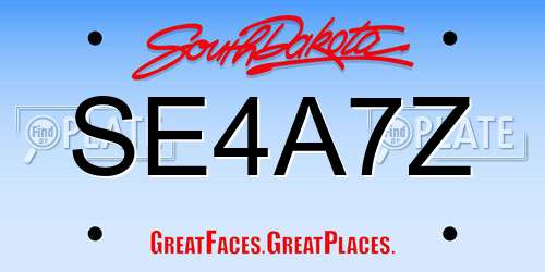 SE4A7Z South Dakota License Plate