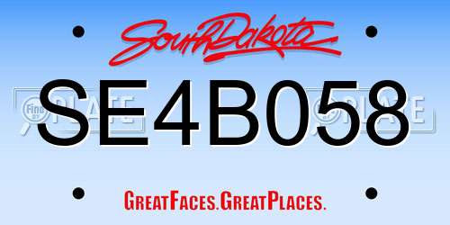 SE4B058 South Dakota License Plate