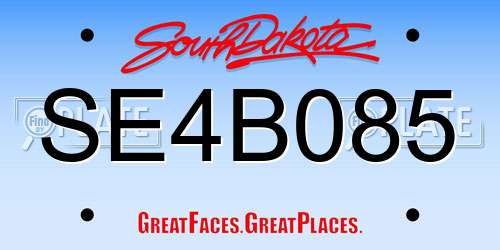 SE4B085 South Dakota License Plate