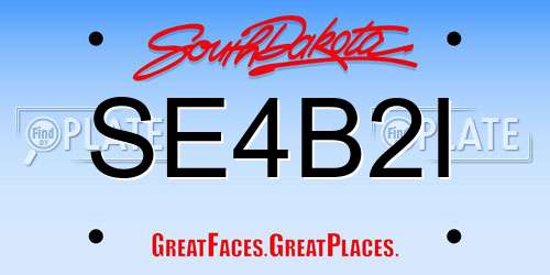 SE4B2I South Dakota License Plate