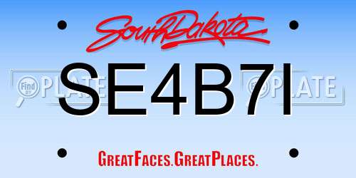 SE4B7I South Dakota License Plate