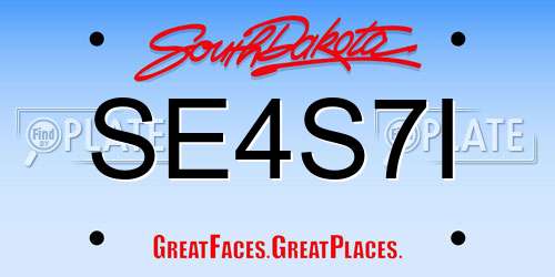 SE4S7I South Dakota License Plate