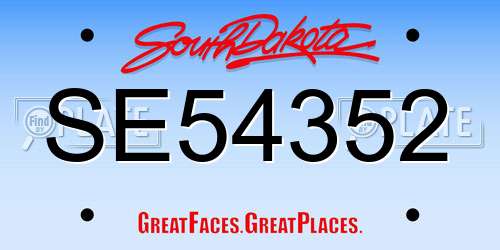 SE54352 South Dakota License Plate