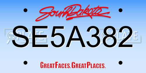 SE5A382 South Dakota License Plate