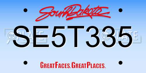 SE5T335 South Dakota License Plate