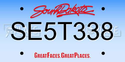 SE5T338 South Dakota License Plate