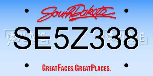 SE5Z338 South Dakota License Plate