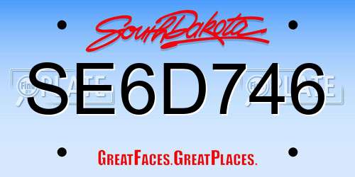 SE6D746 South Dakota License Plate