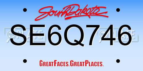 SE6Q746 South Dakota License Plate