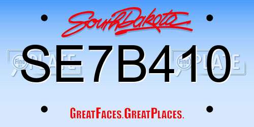 SE7B410 South Dakota License Plate