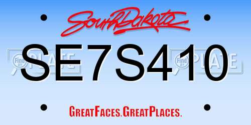 SE7S410 South Dakota License Plate