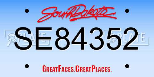 SE84352 South Dakota License Plate