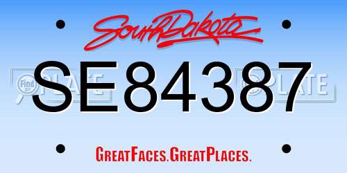 SE84387 South Dakota License Plate