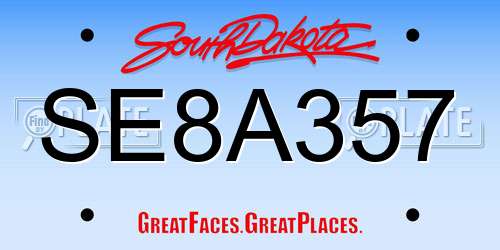 SE8A357 South Dakota License Plate