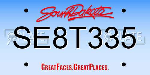 SE8T335 South Dakota License Plate
