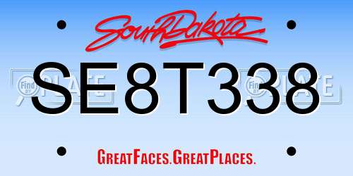 SE8T338 South Dakota License Plate