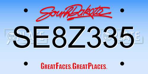 SE8Z335 South Dakota License Plate