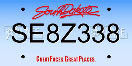 SE8Z338 South Dakota License Plate