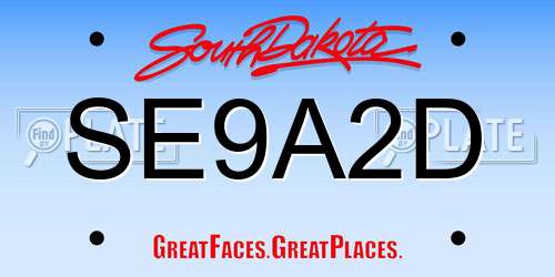 SE9A2D South Dakota License Plate