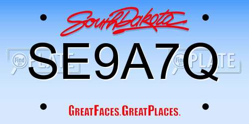 SE9A7Q South Dakota License Plate