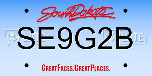 SE9G2B South Dakota License Plate
