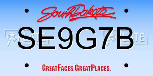 SE9G7B South Dakota License Plate