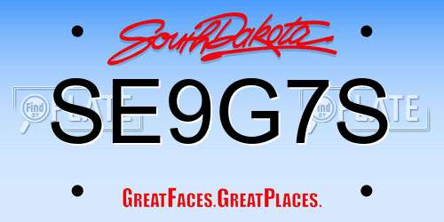 SE9G7S South Dakota License Plate