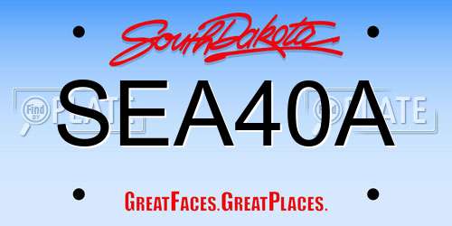 SEA40A South Dakota License Plate