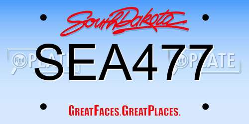SEA477 South Dakota License Plate