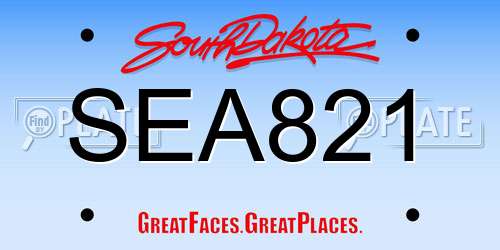 SEA821 South Dakota License Plate
