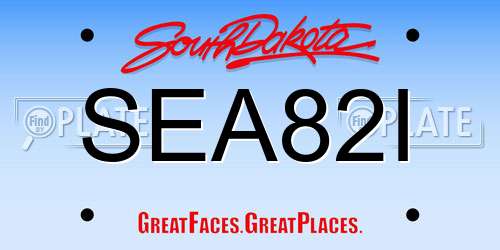 SEA82I South Dakota License Plate