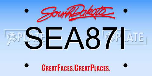 SEA87I South Dakota License Plate