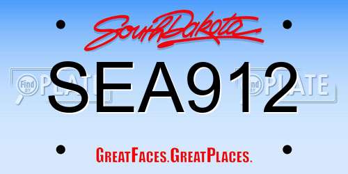 SEA912 South Dakota License Plate