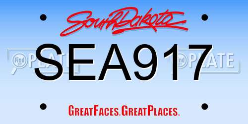 SEA917 South Dakota License Plate