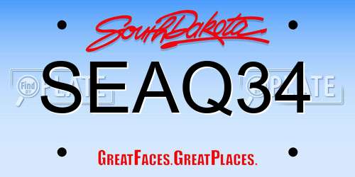 SEAQ34 South Dakota License Plate