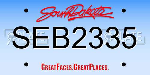 SEB2335 South Dakota License Plate