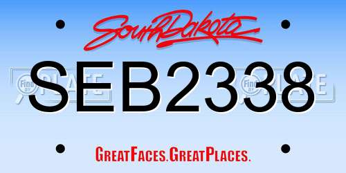 SEB2338 South Dakota License Plate