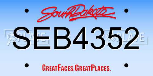 SEB4352 South Dakota License Plate
