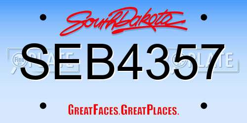 SEB4357 South Dakota License Plate