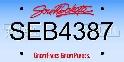 SEB4387 South Dakota License Plate