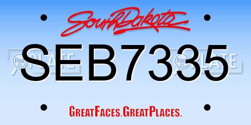 SEB7335 South Dakota License Plate