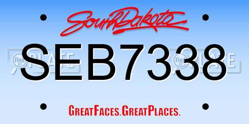 SEB7338 South Dakota License Plate