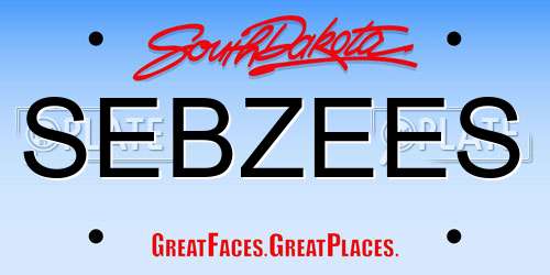 SEBZEES South Dakota License Plate