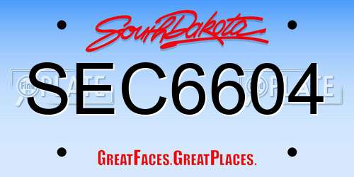 SEC6604 South Dakota License Plate