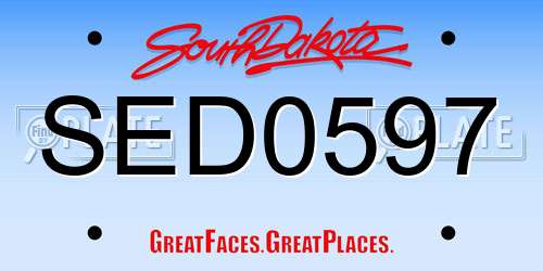 SED0597 South Dakota License Plate